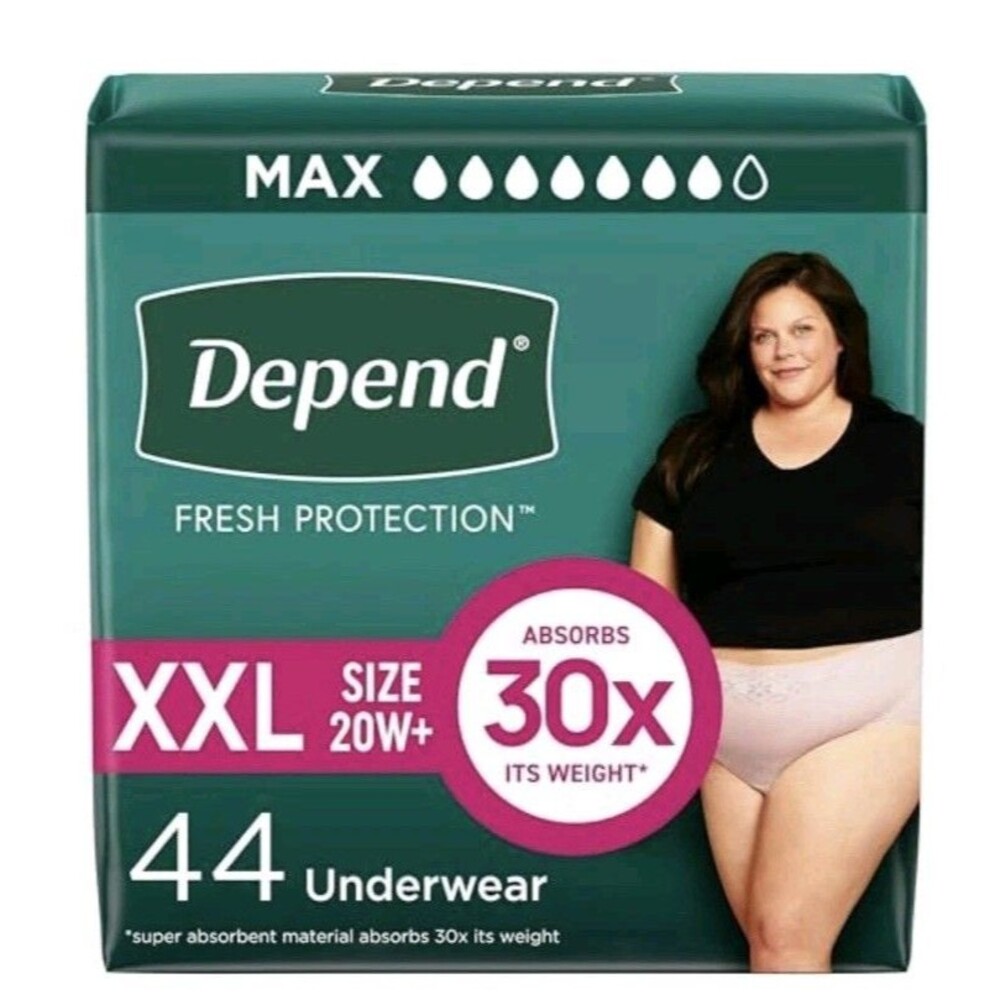 Depend Fresh Protection Adult XXL Incontinence Postpartum Underwear for Women 44